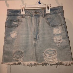 Blue washed mini skirt